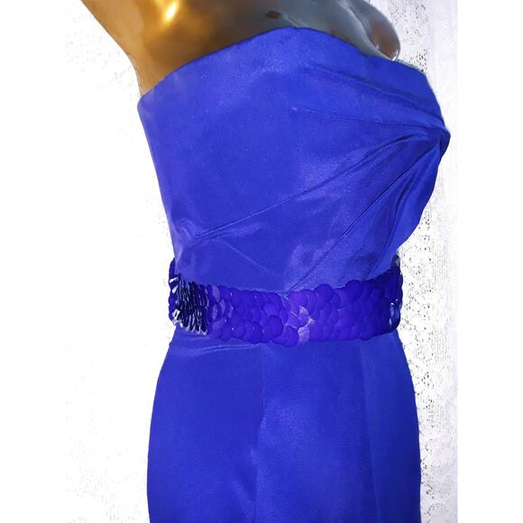 Versace Sz 42 IT Royal Blue Strapless Sequin Embellished Cocktail Dress - Picture 4 of 12